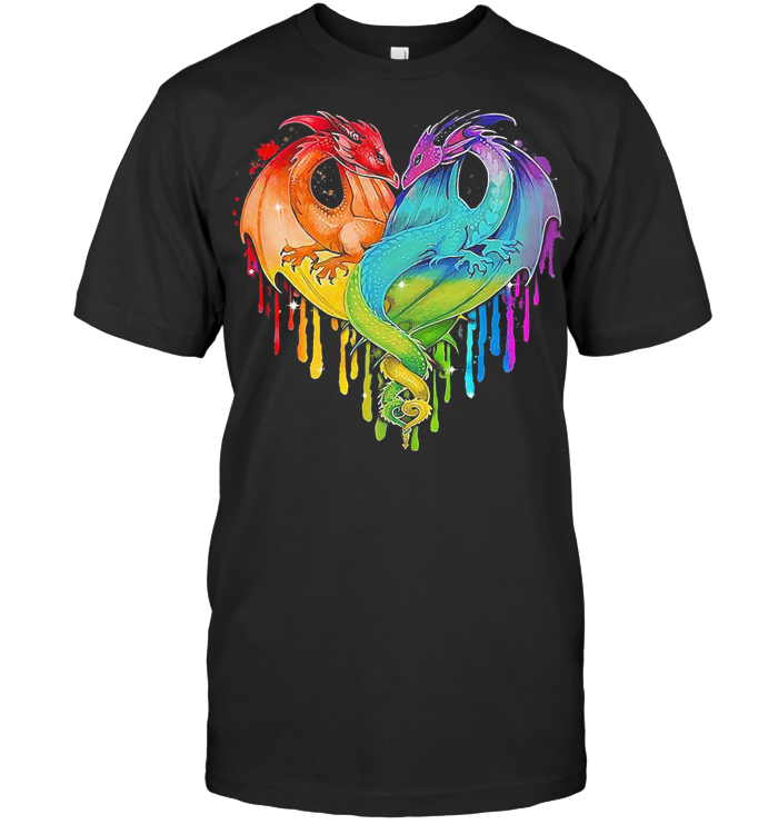 Dragon Couple Heart Colorful T Shirt