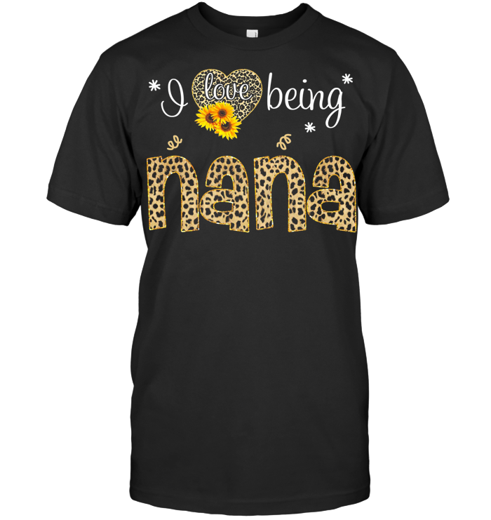 I Love Being Nana Sunflower Leopard Bandana T Shirt