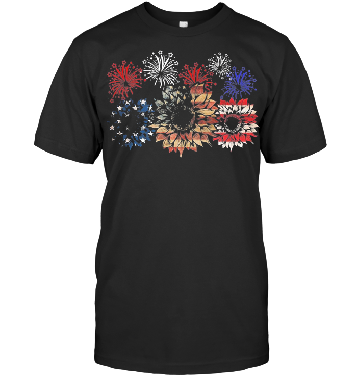 Independence Day Sunflower Firework T Shirt