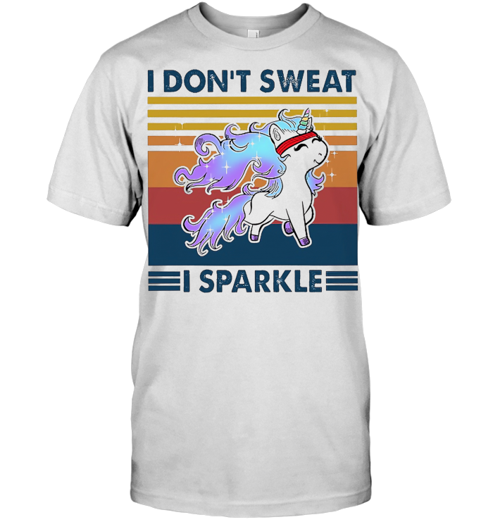 Weight Lifting Unicorn I Don't Sweat I Sparkle Vintage Retro T Shirt