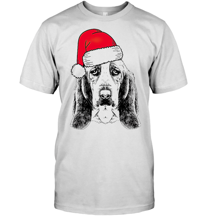 Basset Hound Santa Hat T Shirt